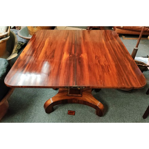 13 - MAHOGANY FOLD OVER TABLE WITH INTERIOR COMPARTMENT. APP. 72CM H x 92.5CM W x 92CM D