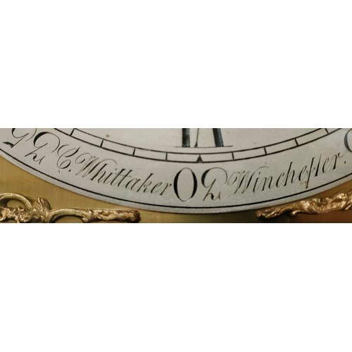 7 - MAHOGANY FRAMED INLAID LONG CASE CLOCK WITH SQUARE BRASS ROLLING MOON DIAL & EIGHT DAY STRIKER, BY C... 