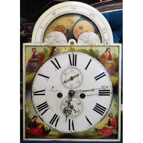 151 - Victorian mahogany cased Longcase clock, with handpainted and enamelled rolling moon dial, Taylor, R... 