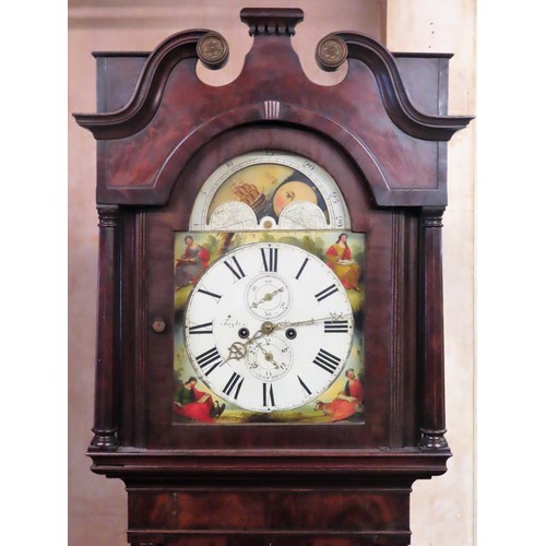 151 - Victorian mahogany cased Longcase clock, with handpainted and enamelled rolling moon dial, Taylor, R... 