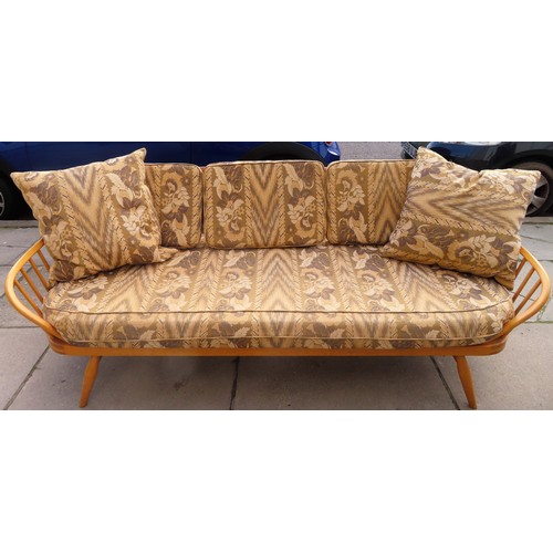 3 - Ercol mid 20th century elm and beech upholstered day bed by Lucian Ercolani, Model no. 355. App. 76c... 