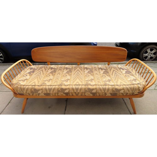 3 - Ercol mid 20th century elm and beech upholstered day bed by Lucian Ercolani, Model no. 355. App. 76c... 