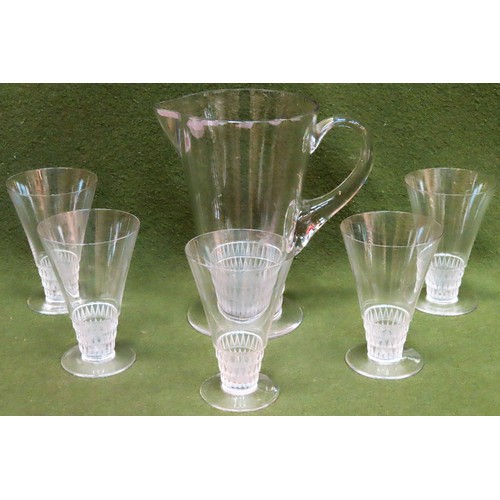 11 - 20th century Lalique clear and frosted glass Lemonade jug with five glasses