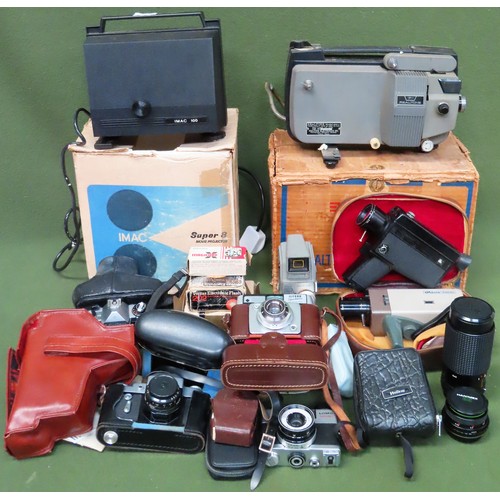 51 - Parcel of various vintage Cameras, accessories, two movie projectors, lenses etc