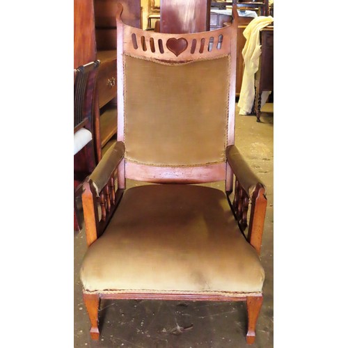 68 - Early 20th century Welsh style upholstered armchair. App. 117cm H x 63cm W x 54cm D