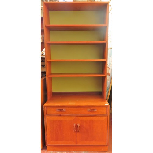 101 - G Plan mid 20th century teak open bookcase with single drawer and two cupboard doors below. App. 199... 