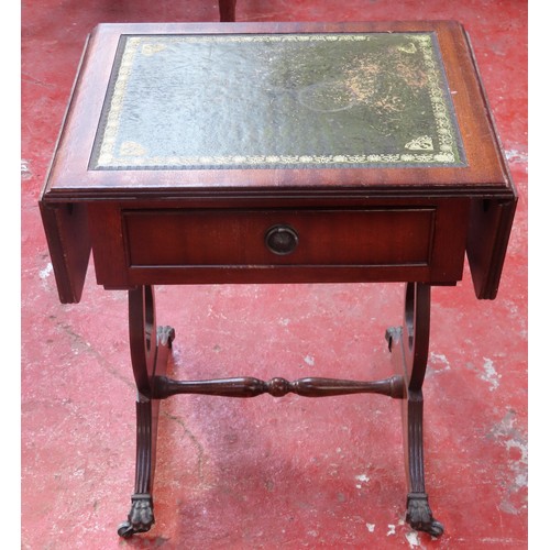 92 - 20th century small single drawer dropleaf side table. App. 55cm H x 48cm W x 38cm D