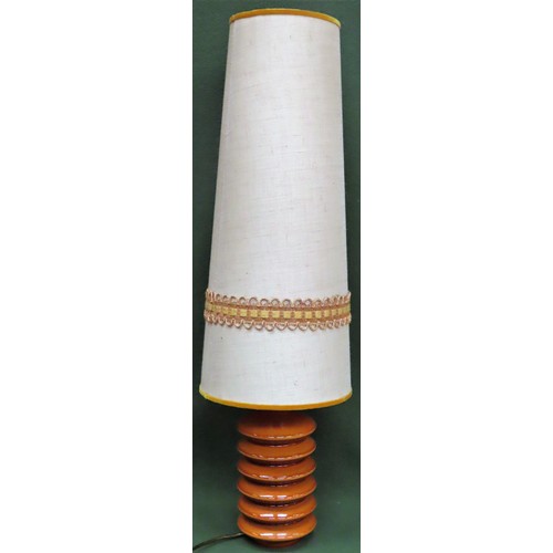 235 - 1970's style pottery table lamp with shade. App. 88cm (Including shade)