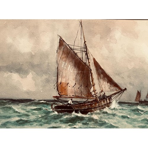 41 - W. F. PEARSON, WATERCOLOUR- 'TRAWLERS OFF SPITHEAD', DATED '09', SIGNED LOWER RIGHT, APPROXIMATELY 2... 