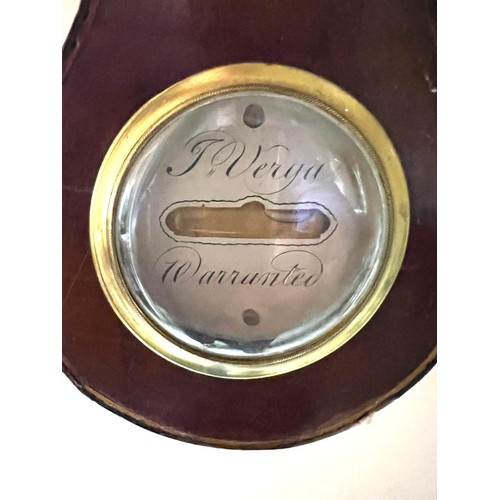 66 - WHEEL BAROMETER, MAHOGANY FRAMED, T VERGAR, APPROX 98cm LONG