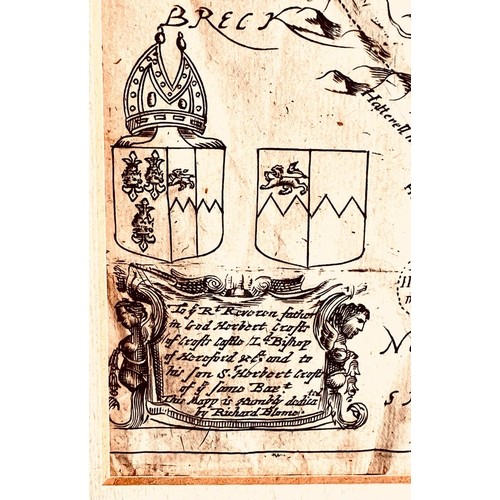 82 - RICHARD BLOME MAP OF HEREFORDSHIRE, POSSIBLY 1676. APPROX. 40 X 51CM