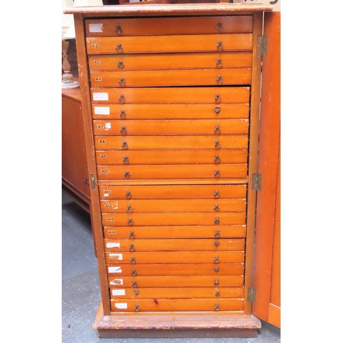 44 - Late 19th/Early 20th century specimen chest of 20 drawers. App. 122cm H x 6cm W x 45cm D