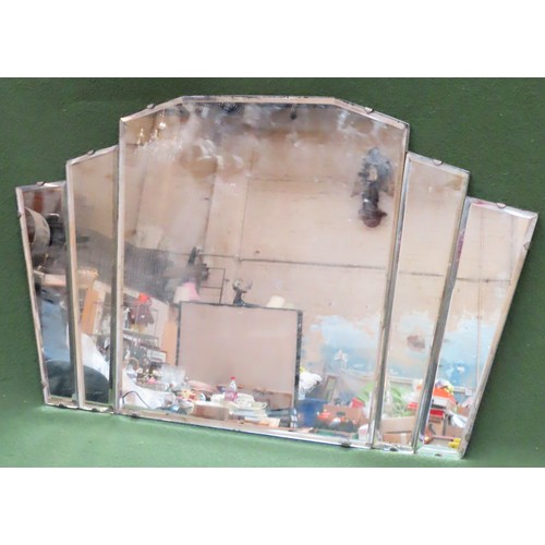 8 - Art Deco sectional bevelled wall mirror. Approx. 41cms H x 69cms W