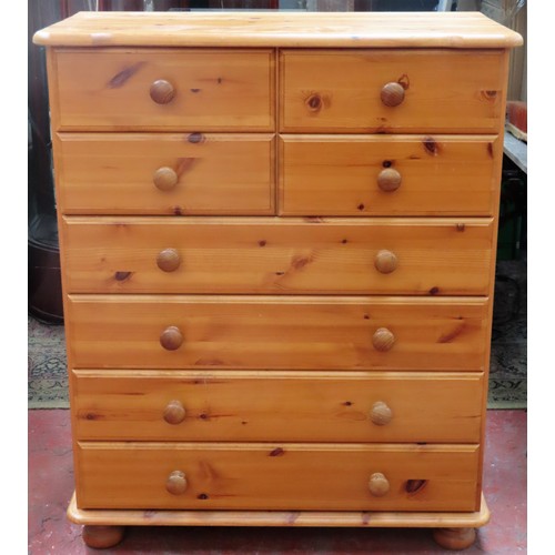 66 - 20th century pine four over four chest of drawers. App. 98cm H x 80cm W x 39cm D