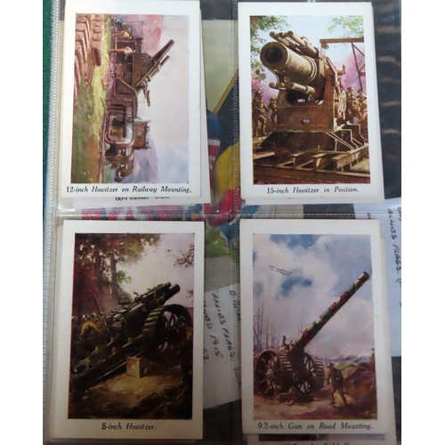 48 - Two sets of Players cards including Regimental Uniforms Artillery in Action, plus silk Allies Flags ... 