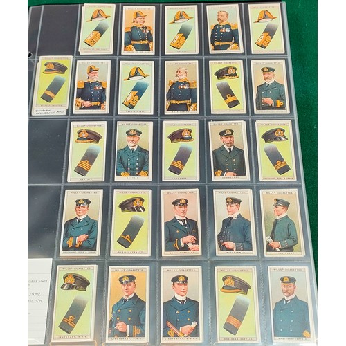 79 - Four various sets of Wills cards including Military Motors, Naval Dress and Badges, Nelson series