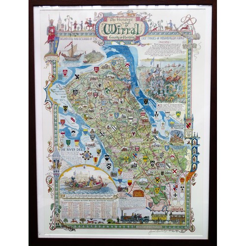 23 - Framed Limited Edition polychrome print - The Hundred of Wirral, signed, numbered and blind stamped.... 