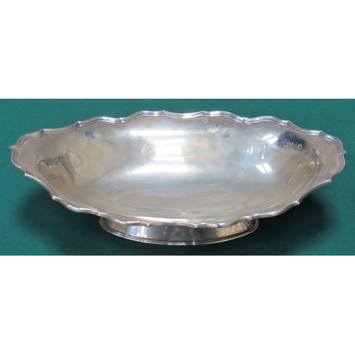 347 - Hallmarked silver wave edged bowl on stemmed support, by Barker Brothers (Herbert Edward Barker & Fr... 