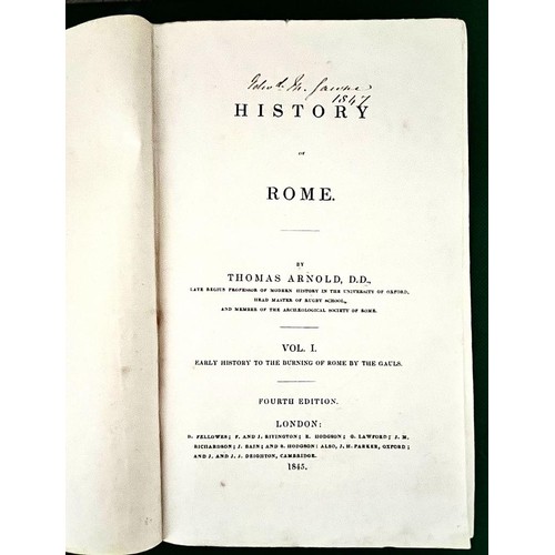 305 - THOMAS ARNOLD, 'HISTORY OF ROME', 1845, THREE VOLUMES, CLOTH BACK