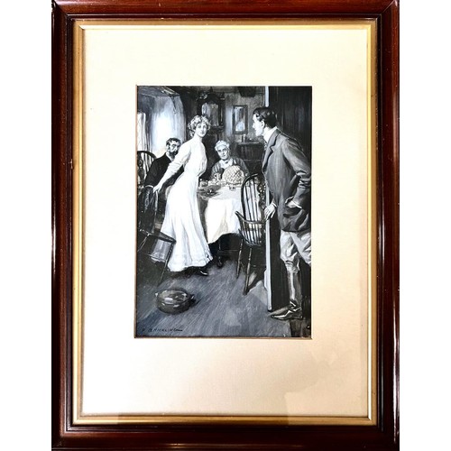 35 - P. B. HICKLING, OIL ON BOARD, GENTLEMAN ENTERING THE ROOM, SIGNED BOTTOM LEFT, FRAMED AND GLAZED, AP... 