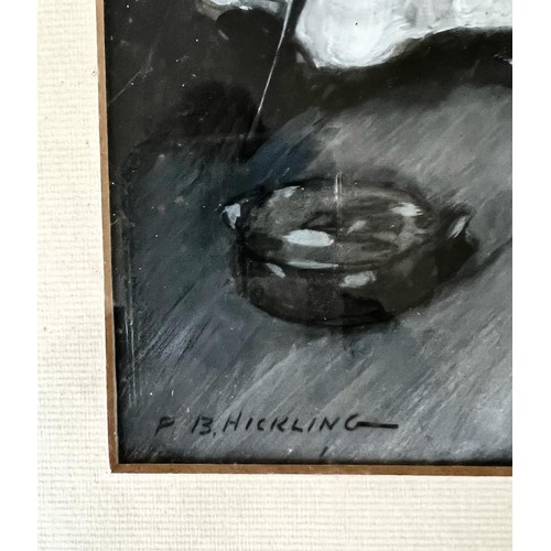 35 - P. B. HICKLING, OIL ON BOARD, GENTLEMAN ENTERING THE ROOM, SIGNED BOTTOM LEFT, FRAMED AND GLAZED, AP... 