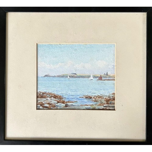 38 - FLAXNEY STOWELL, WATERCOLOUR- 'LANGNESS', SIGNED, FRAMED AND GLAZED, APPROX 14 x 17cm