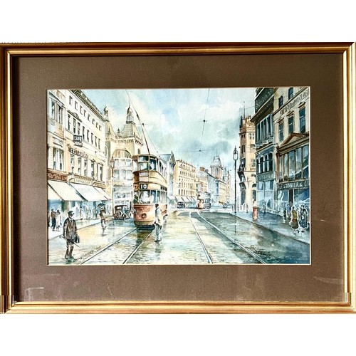 5 - BRIAN ENTWISTLE, WATERCOLOUR, 'ASPECT OF CHURCH STREET AND LORD STREET, LIVERPOOL', SIGNED, APPROX 3... 