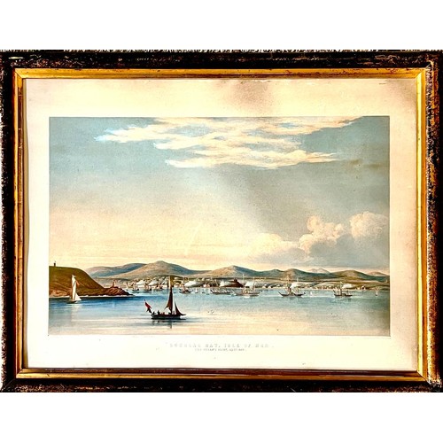 59 - VICTORIAN POLYCHROME ENGRAVING, DOUGLAS BAY ISLE OF MAN THE QUEEN'S VISIT 1847 AUGUST, APPROX 33 x 5... 