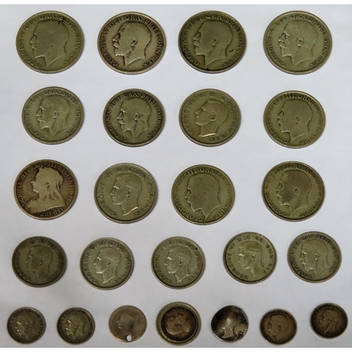 359 - Parcel of Silver coinage including Half Crowns, Florins, Shillings, three pence pieces etc. Total We... 