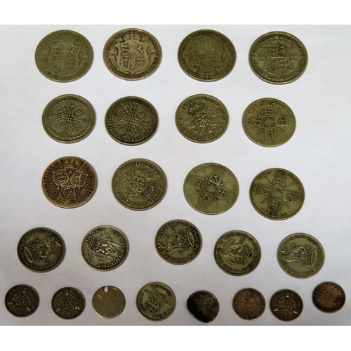 359 - Parcel of Silver coinage including Half Crowns, Florins, Shillings, three pence pieces etc. Total We... 