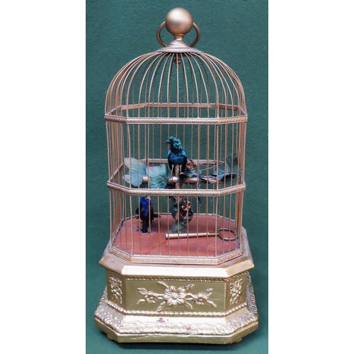 13 - 19th century heavily gilded Automaton of two birds in a cage. App. 53cm H