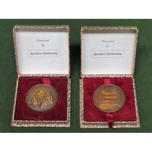 358 - 2 Boxed Amateur Gardening medallions - rewarded for merit in horticulture, dated 1955 & 1956