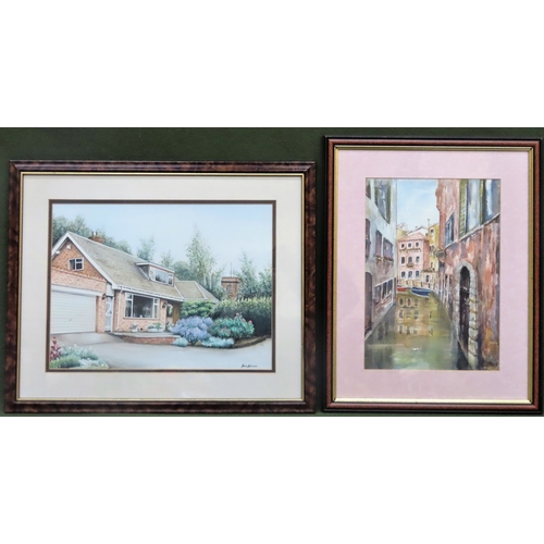 302 - Jane Norman framed watercolour, plus watercolour of Venice