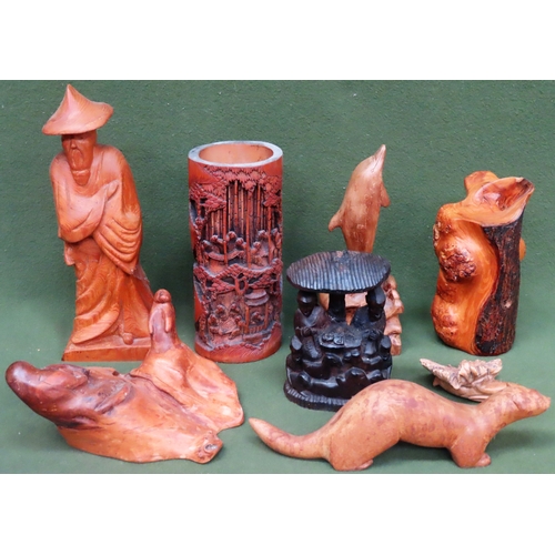 58 - Parcel of various Oriental and other wooden carvings