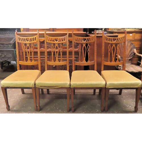 54 - Set of Four early 20th century oak welsh style highback dining chairs. App. 112cm H x 46cm W x 43cm ... 