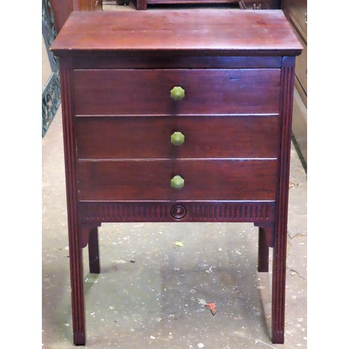 51 - Early 20th century mahogany music chest of three drop down drawers. App. 72cm H x 52cm w x 39.5cm D