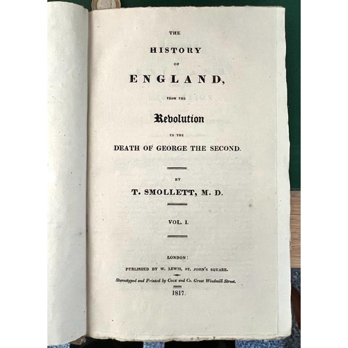 93 - T. SMOLLITT, 'HISTORY OF ENGLAND', 1817, FIVE VOLUMES, BOARD BACKS