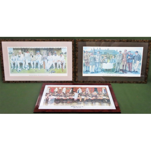 284 - Pencil signed polychrome cricket related print, signed Jedd, another Jedd cricket related polychrome... 