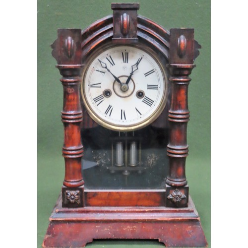 341 - Early 20th century mahogany cased Junghams mantle clock. Approx. 35.5cms H x 24.5cms L