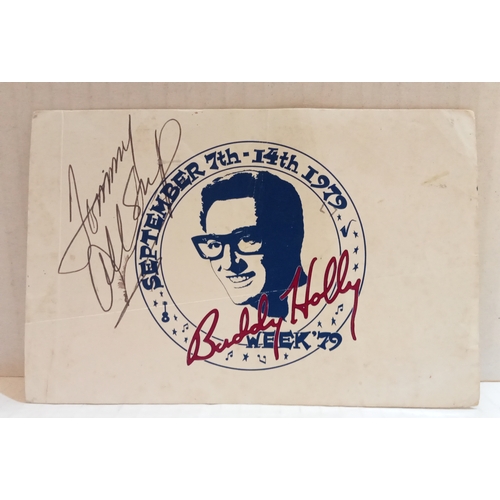 34 - Buddy Holly Week 1979 MPL promotional postcard signed by Tommy Allsup.