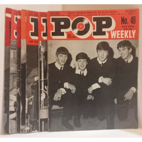 71 - A small collection of Pop Weekly magazines with Beatles covers and Teen Beat with Beatles cover.