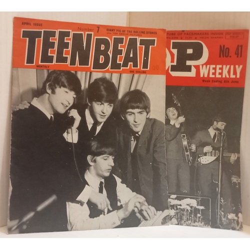 71 - A small collection of Pop Weekly magazines with Beatles covers and Teen Beat with Beatles cover.