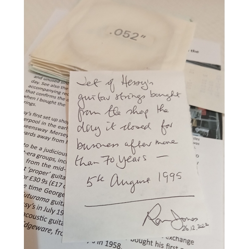 77 - Hessey’s Music Store Liverpool set of guitar strings sold on the last day the shop was open, complet... 