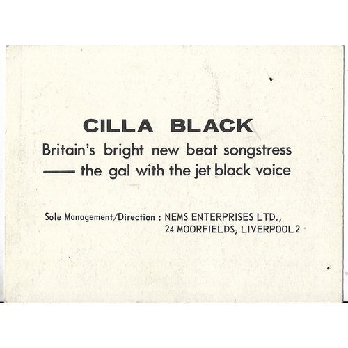 96 - Cilla Black original NEMS Enterprises Ltd promotional card signed on the front “Best Wishes Cilla Bl... 