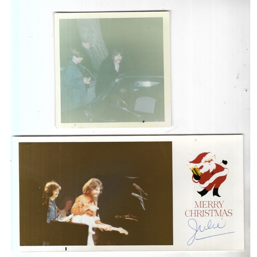 110 - Two George Harrison fan photographs including one made into a Christmas greeting. All prints were fo... 