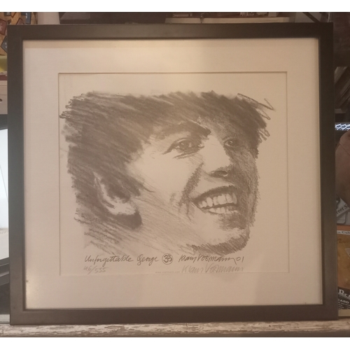 118 - Klaus Voormann Unforgettable George limited edition 46/555 signed print framed and glazed.