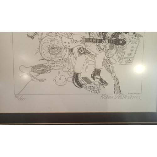 123 - Klaus Voormann limited edition Mojo Cover print 55/100 signed by artist, framed and glazed.