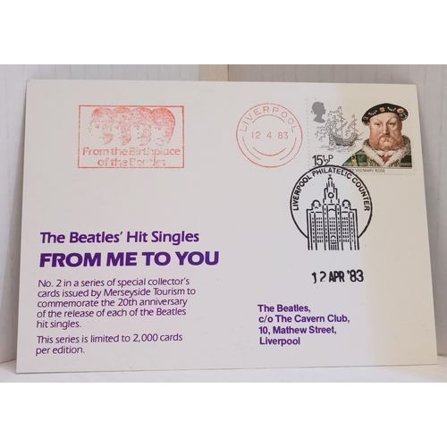 150 - Ten Special Postal Franked postcards issued by Merseyside County Council for Beatles singles between... 