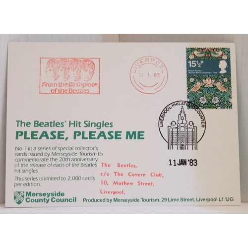 150 - Ten Special Postal Franked postcards issued by Merseyside County Council for Beatles singles between... 