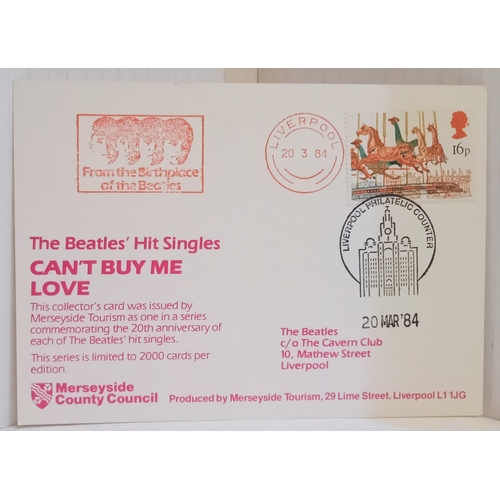 150 - Ten Special Postal Franked postcards issued by Merseyside County Council for Beatles singles between... 